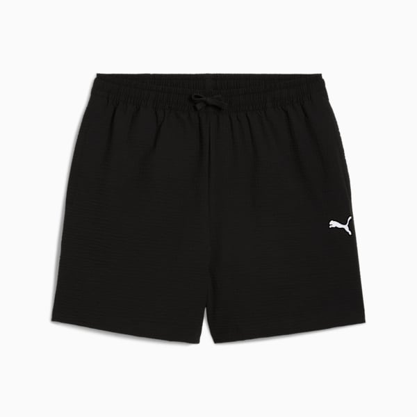 WARDROBE ESSENTIALS Men's Seersucker Relaxed 6" Shorts, PUMA Black, extralarge